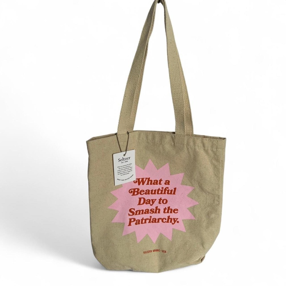 Seltzer "What a Beautiful Day to Smash the Patriarchy" Canvas Tote Bag Feminist
